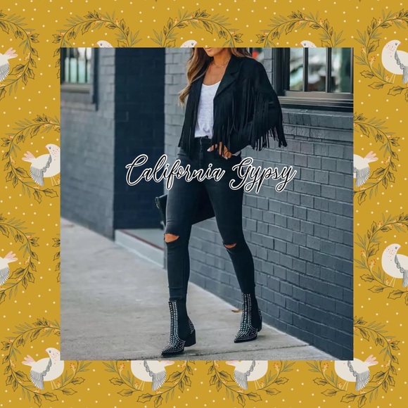 Black Fringe Suede Jacket - Picture 11 of 13